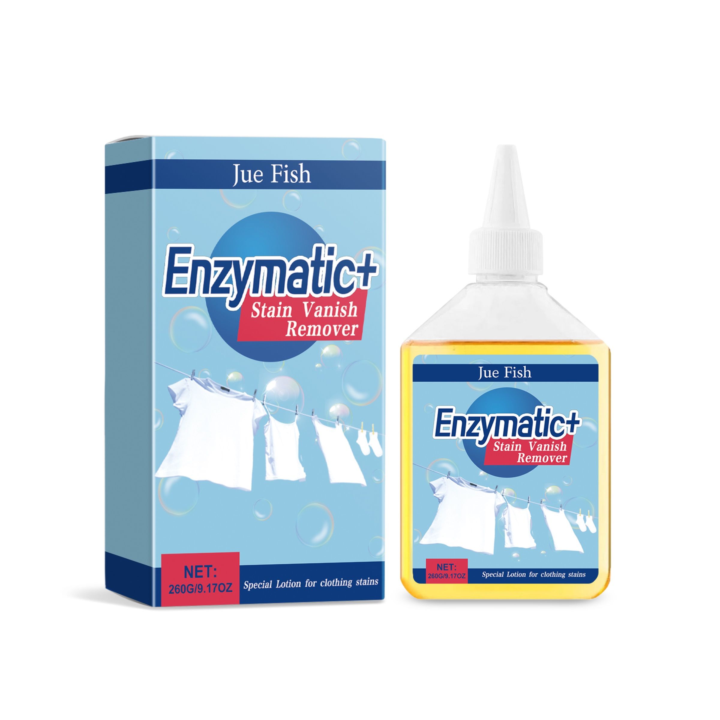 JUE FISH Enzyme Laundry Stain Remover Liquid, 260 g / 1 Pack
