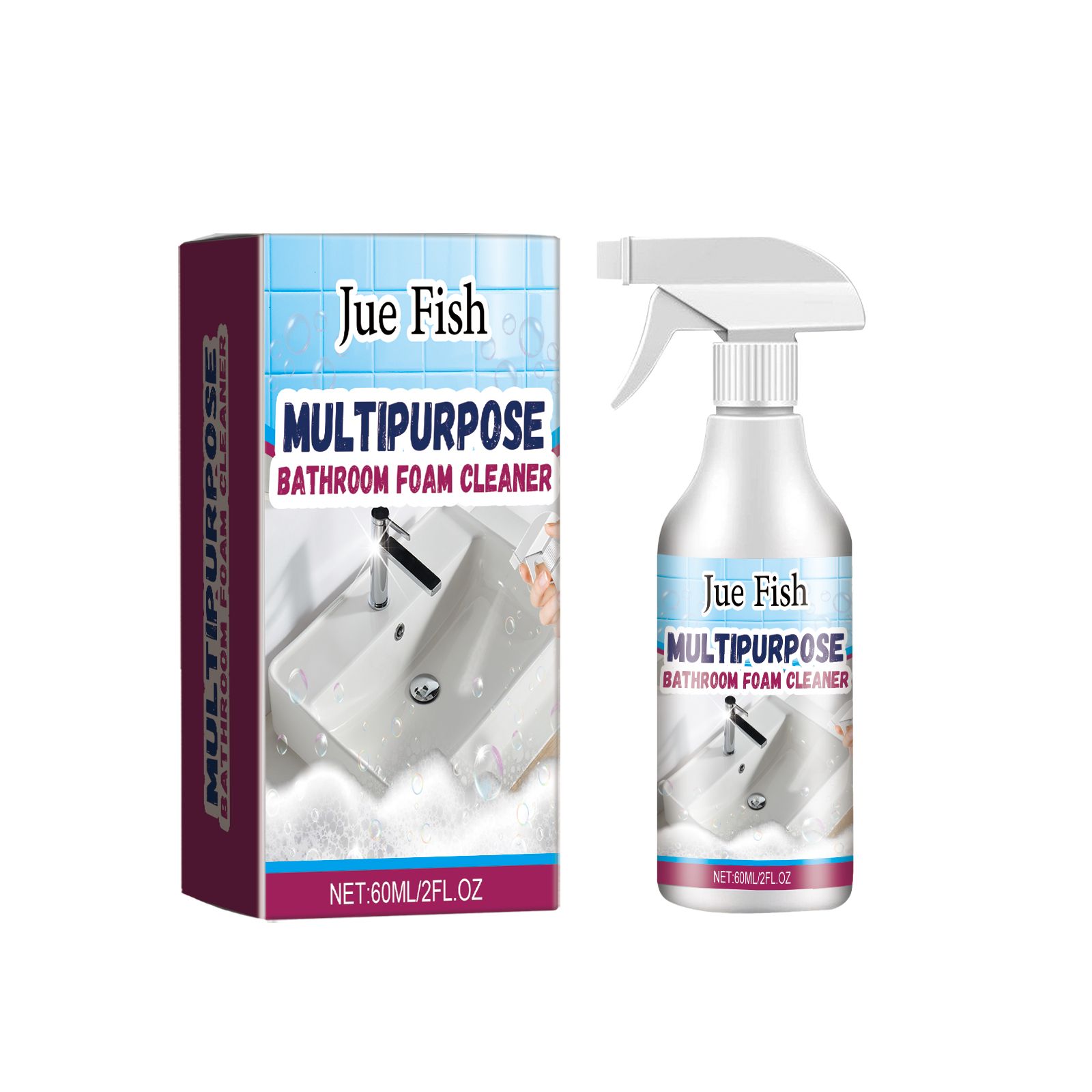 JUE FISH Bathroom Foam Cleaner Spray, 60 ml / 1 Bottle