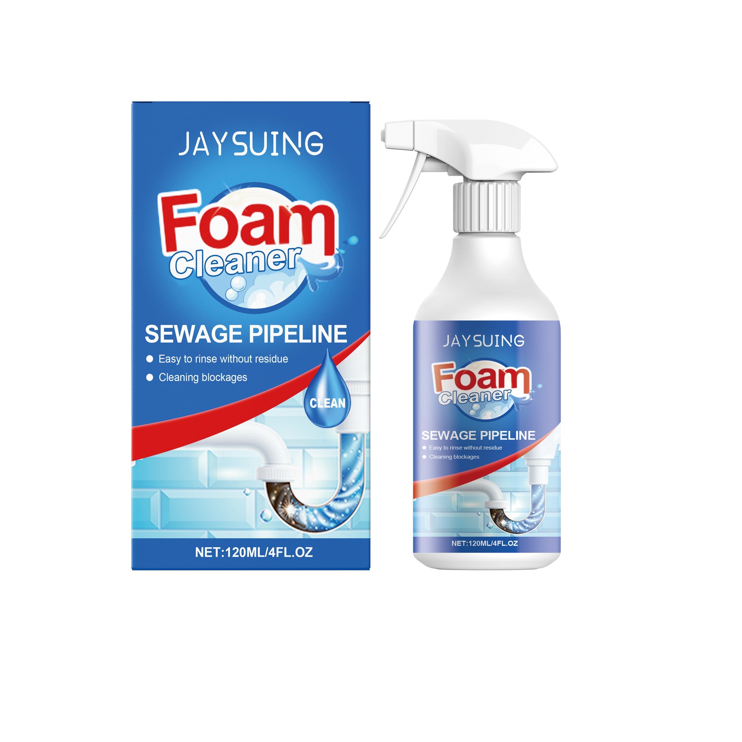 JAYSUING Drain Pipe Foam Cleaner Spray, 120 ml / 1 Bottle