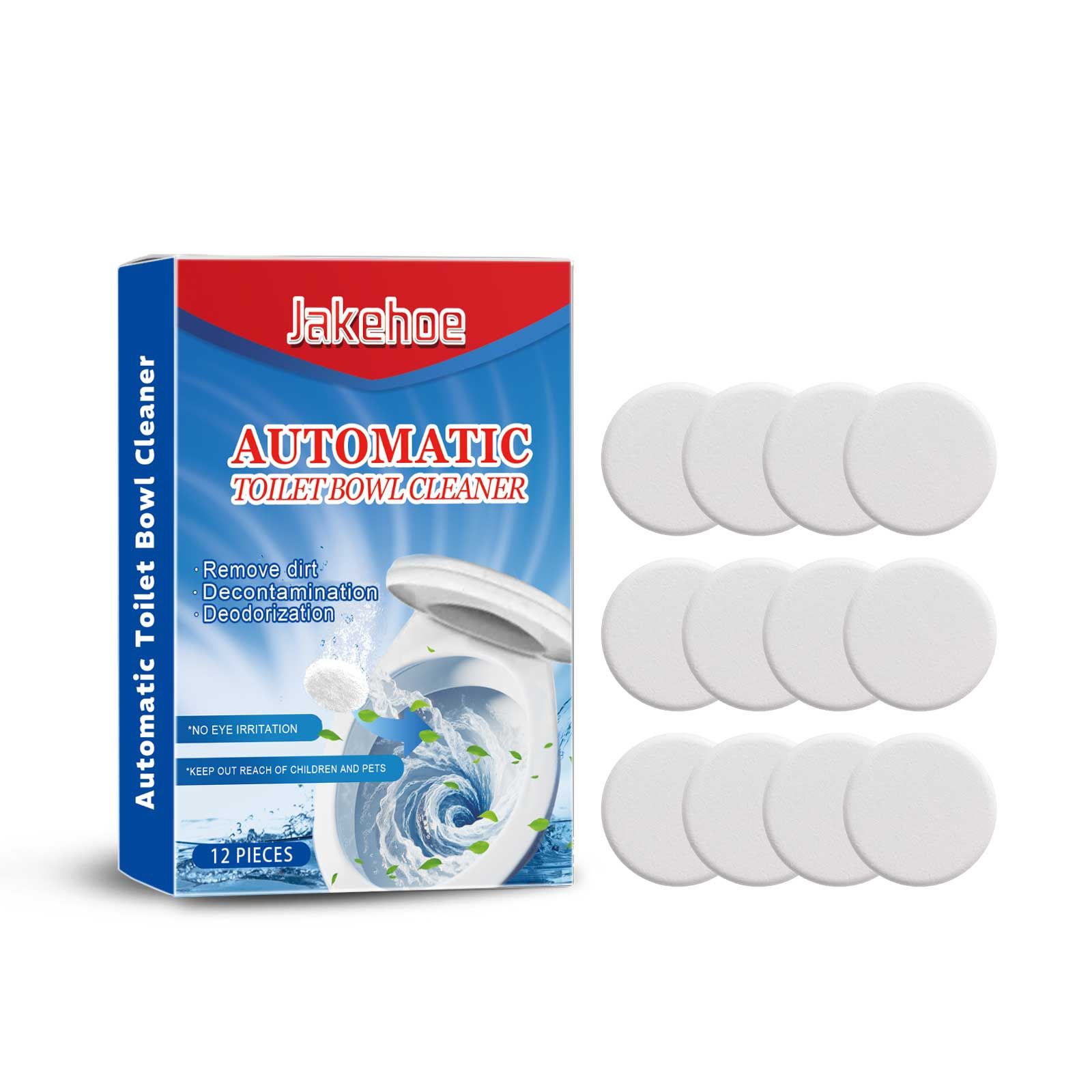 JAKEHOE Automatic Toilet Bowl Cleaning Tablets, 12 Pieces