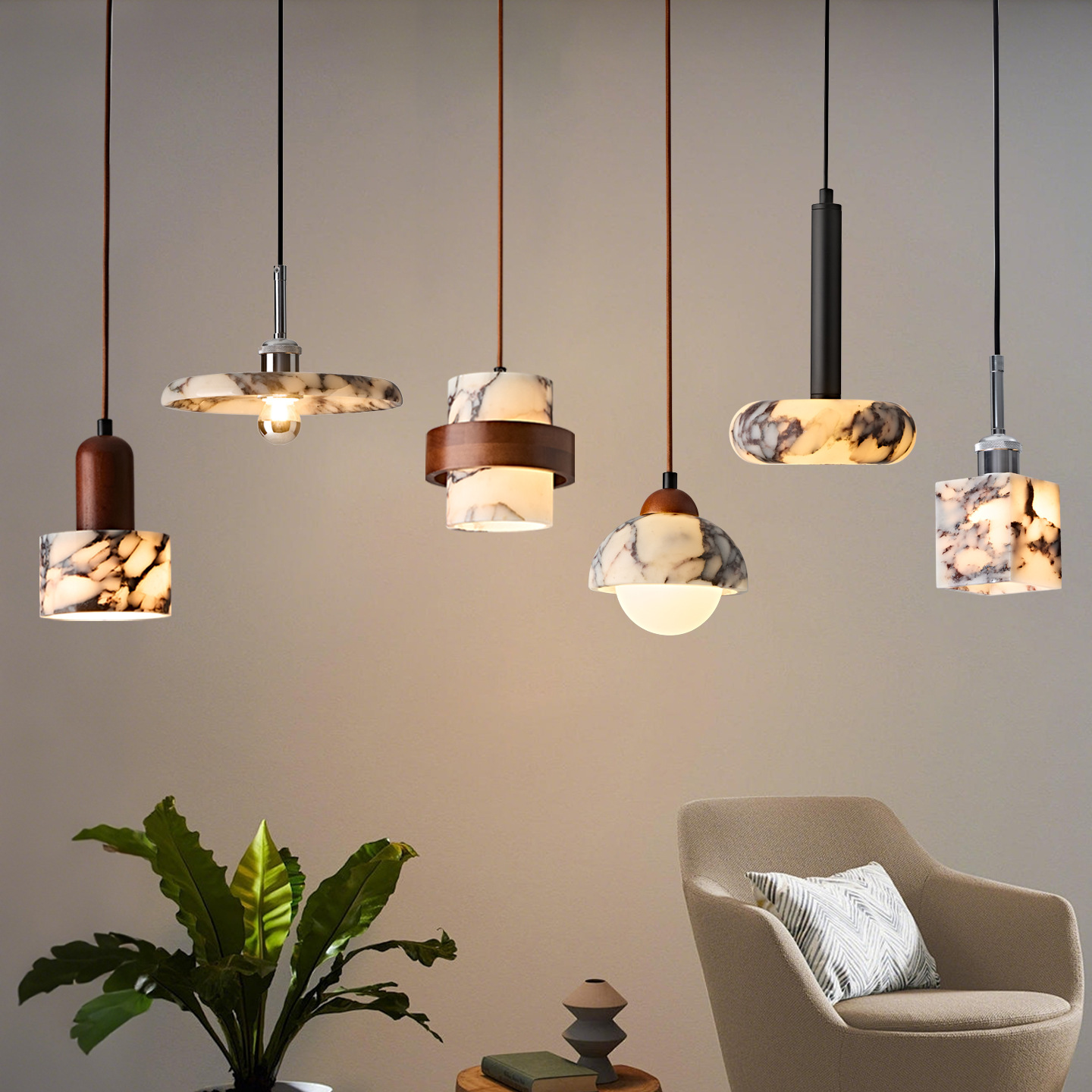 Home Creative Natural Marble Chandelier