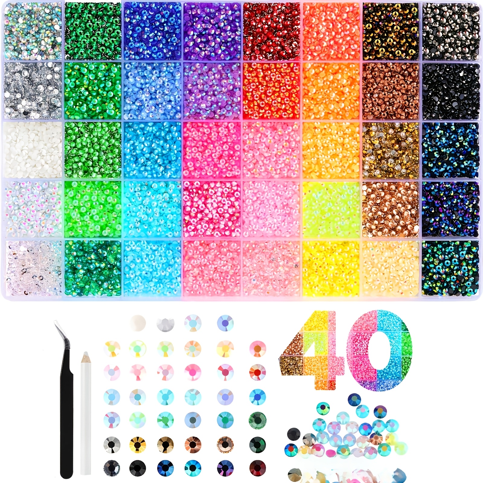Upgraded Resin Jelly Rhinestone Decor Set, 40 Colors & 36,000 Pieces Flatback…
