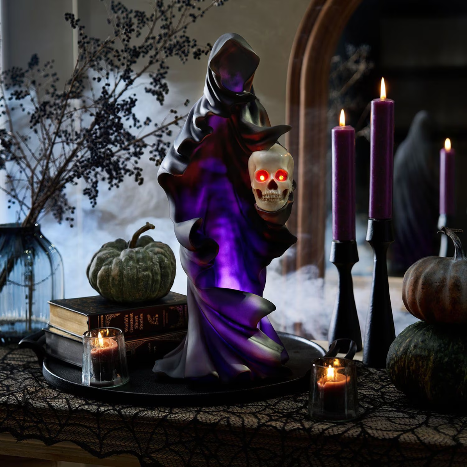 Dark Grey Pre-Lit Phantom Halloween Decoration, 20-Inch LED Ghost Figure, Indoor…