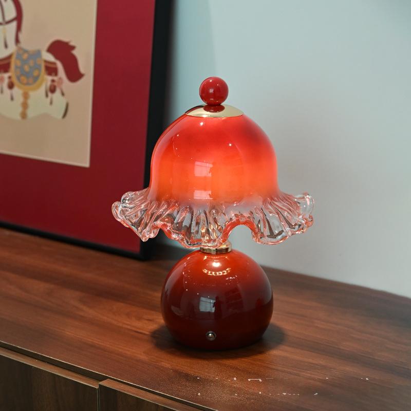 Wine-red Bridal Dowry Table Lamp Bedside Lamp