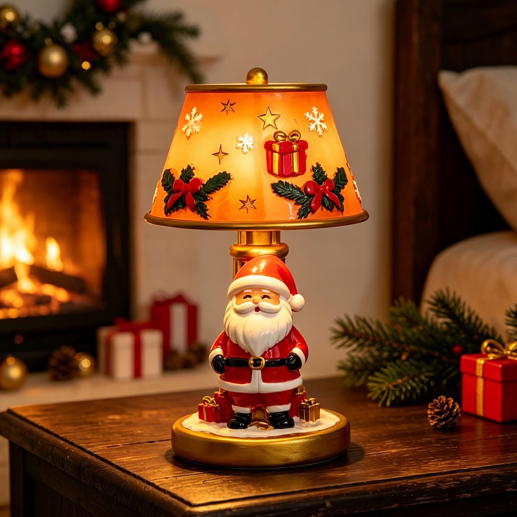 Santa Claus Reindeer Table Lamp Resin Craft