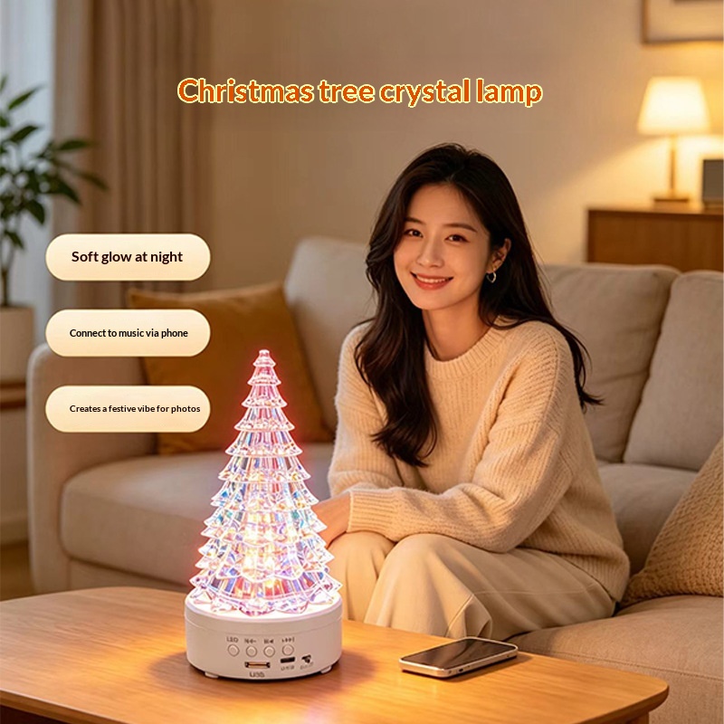 Christmas Tree Multicolor Crystal Lamp Desktop Decorative Atmosphere Night Light