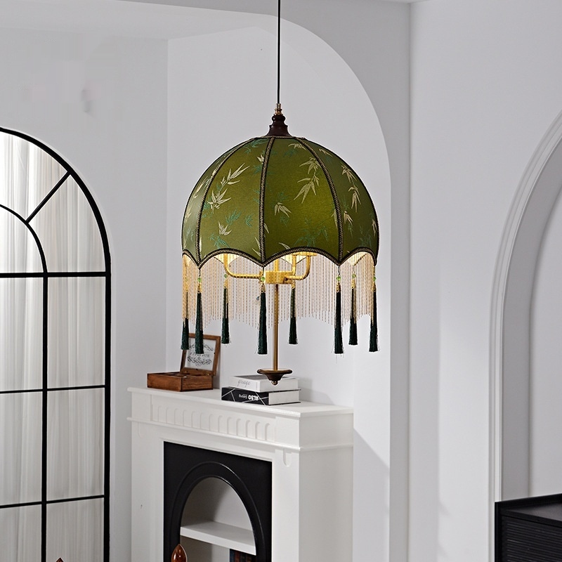 Vintage Tassel Fabric Lamp For Dining Room, Bedroom, And Living Room