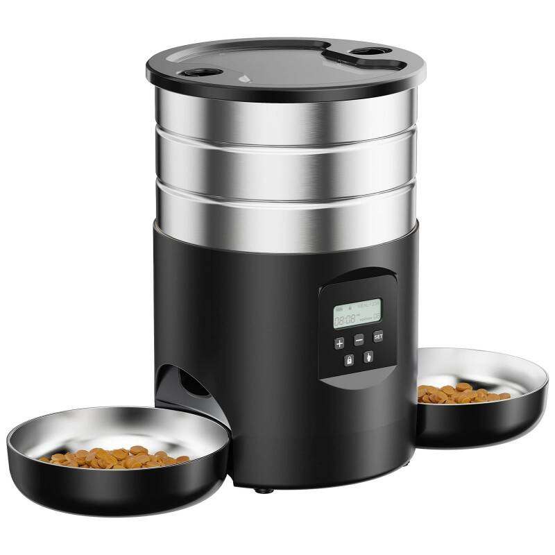 Dual Bowl Automatic Cat Feeder For Two Cats With Stable Anti Slip Design And Programmable…