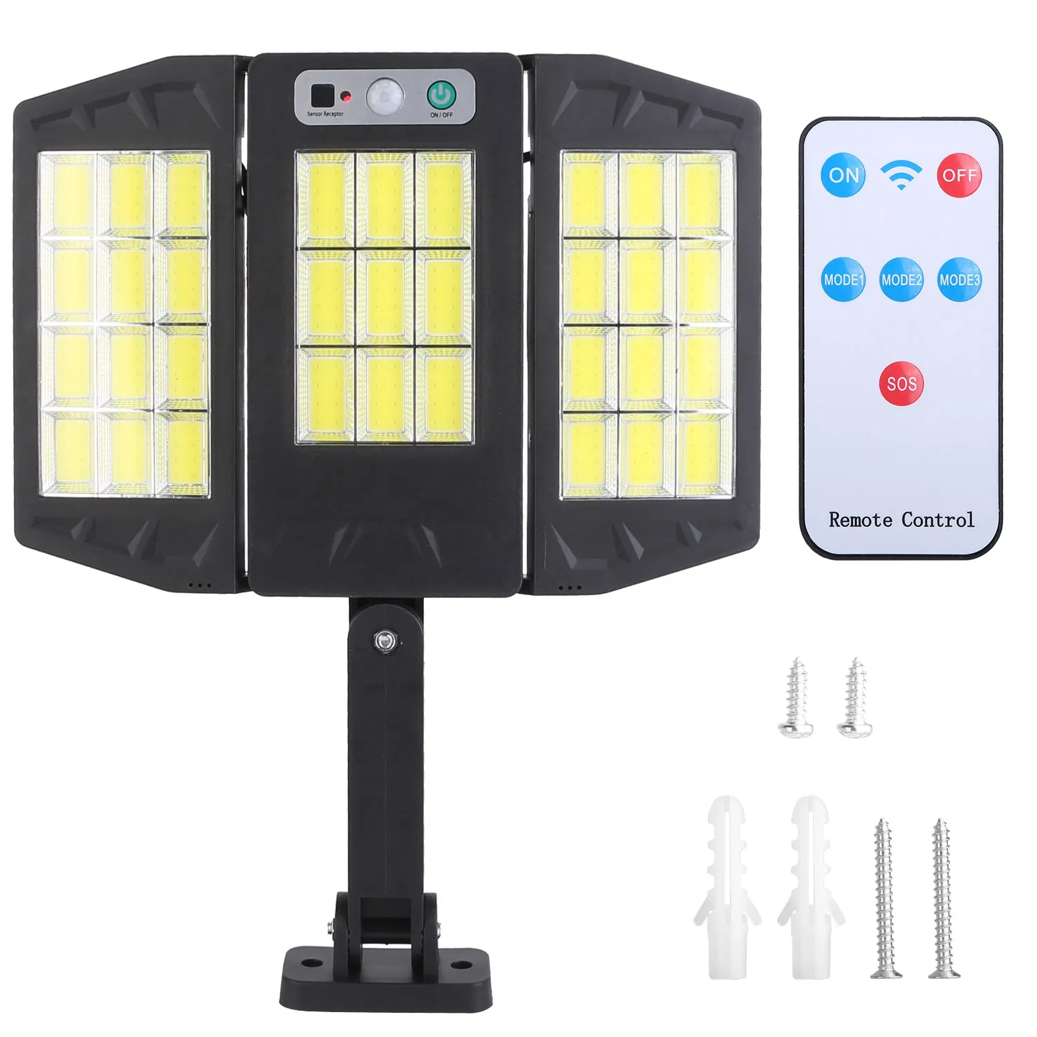 Solar Wall Light Outdoor 33 COB Beads PIR Motion Sensor Remote Control Wireless Lamps…