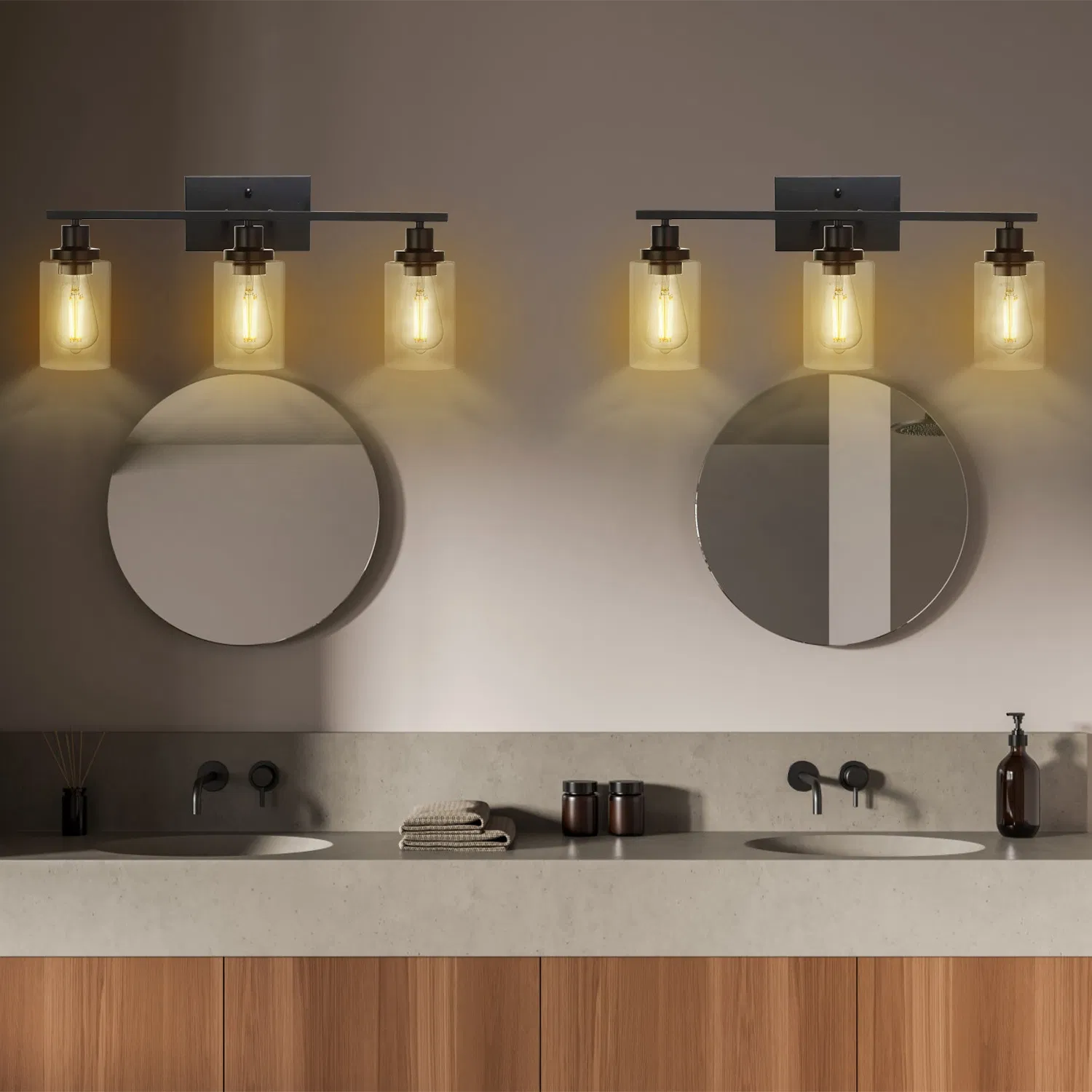3 Light Wall Sconce Lighting with Clear Glass Shade Bathroom Vanity Lamp Fixture Modern…