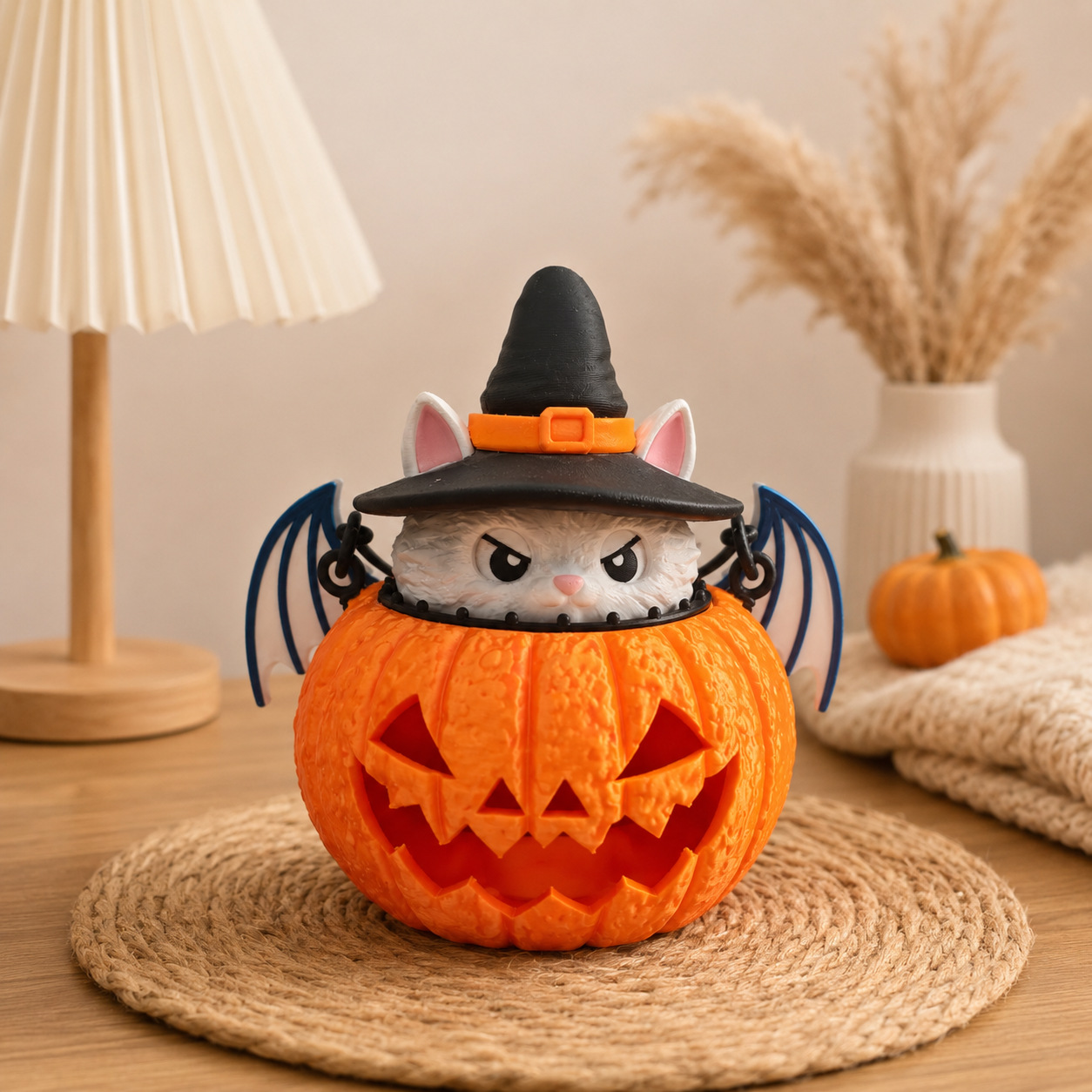 Halloween Cat Pumpkin Decorative Light - Festive Tabletop Ornament for Holiday Party Home…
