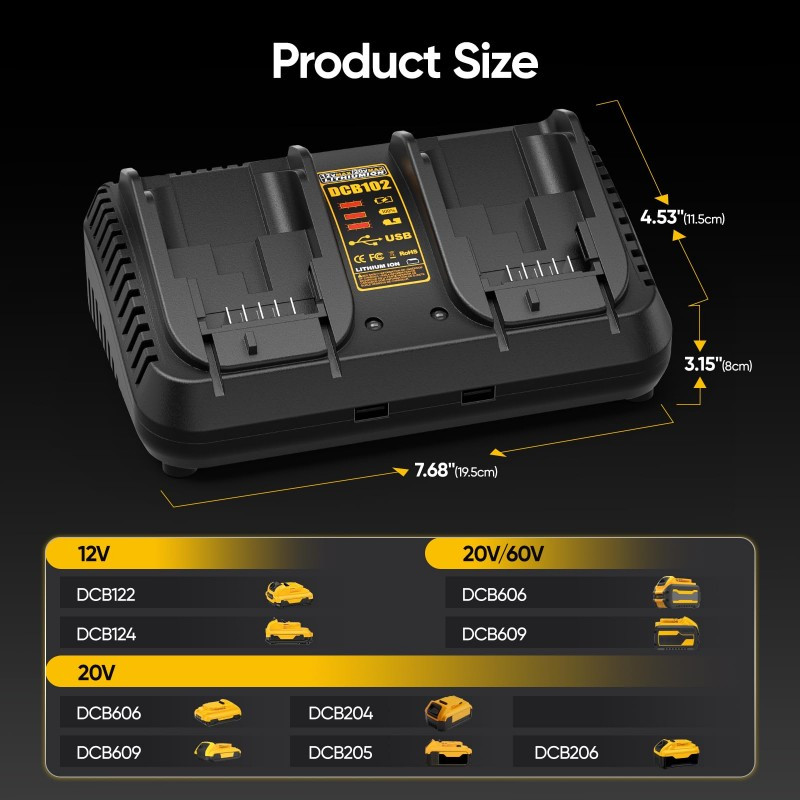 Dual-port Fast Charger, 2-in-1