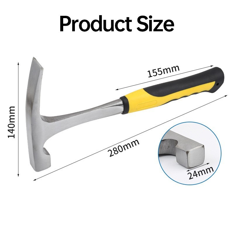 Professional Flat Head Brick Hammer - Heavy Duty One-Piece Forged Steel With Non-Slip…