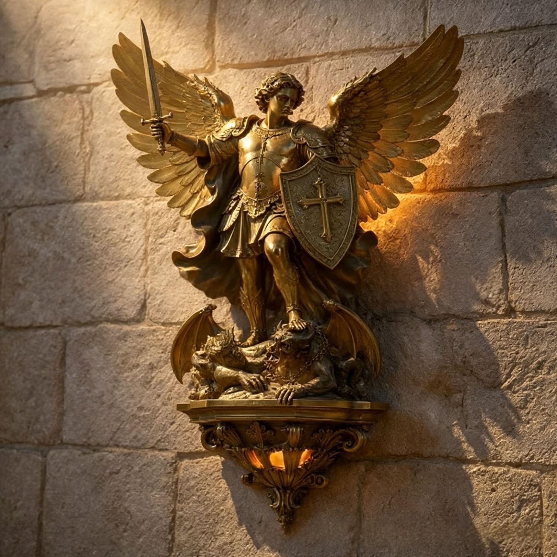 Archangel Michael Wall Lamp Resin Craftwork