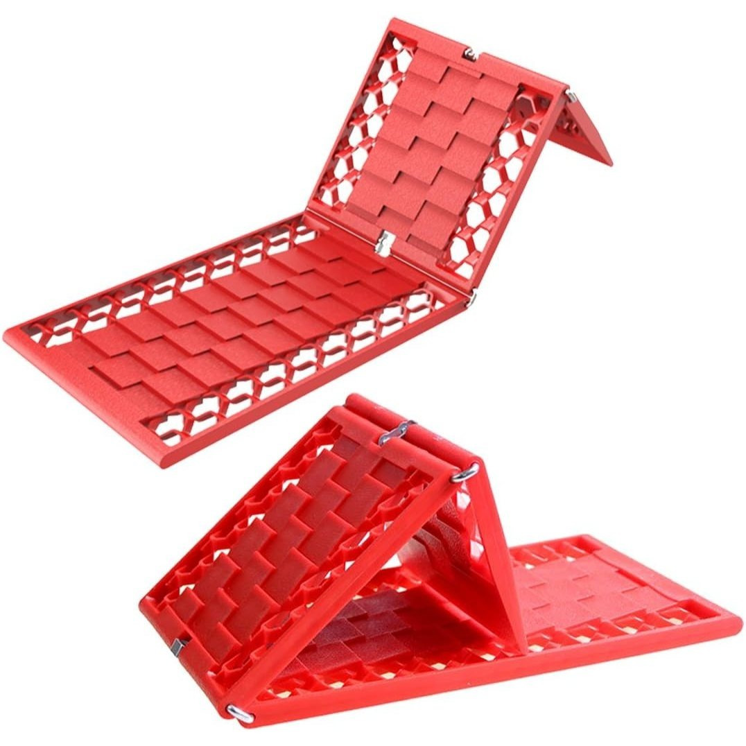 Red Snow Vehicle Folding Board, Red Foldable Recovery Mat For Snowmobiles, Sturdy…