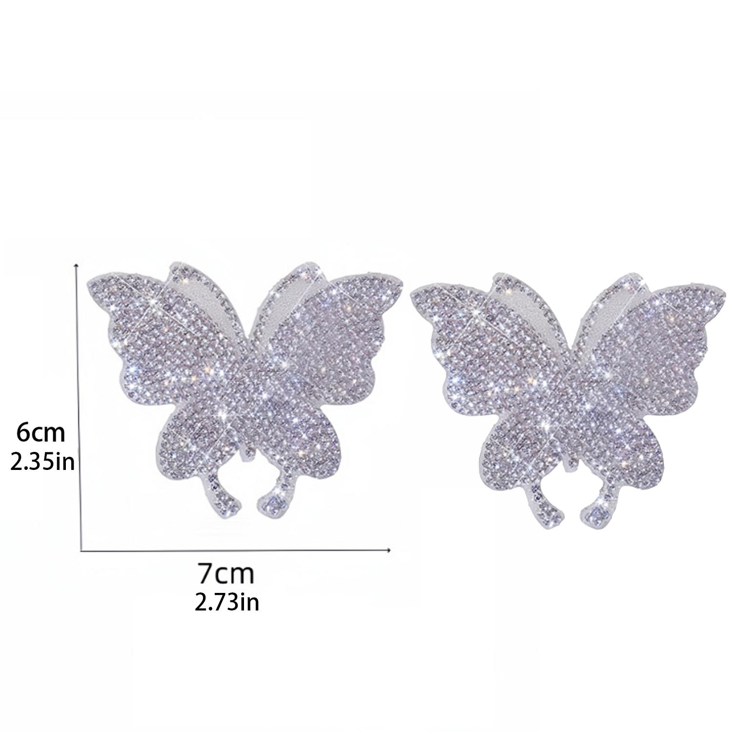 2-piece Car Interior Kit With Shiny Butterfly Net Rhinestone Stickers And 1-piece Bling…