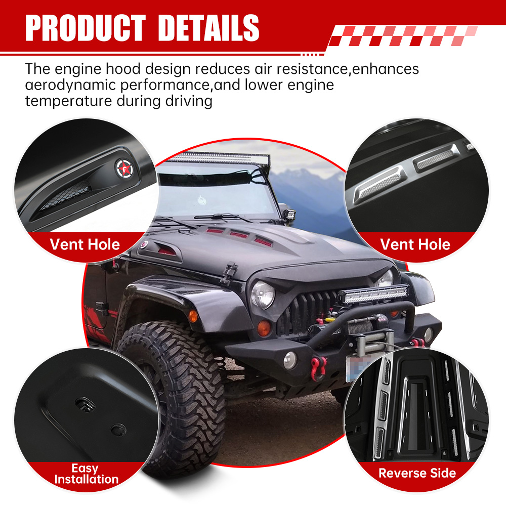 The Avenger Style Replacement Hood Compatible With - J Eep Wrangler JK JKU Unlimited…