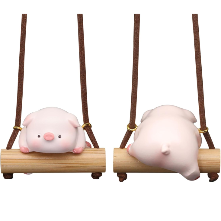 Pig Car Hanging Ornament, Piggy Cute Car Accessories For Women Girl Funny Car Decorations…