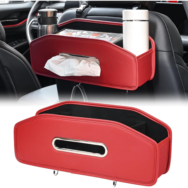 Car Seat Back Organizer With 2 Drink Cup Holder,Car Tissue Holder And Storage Box Hook…