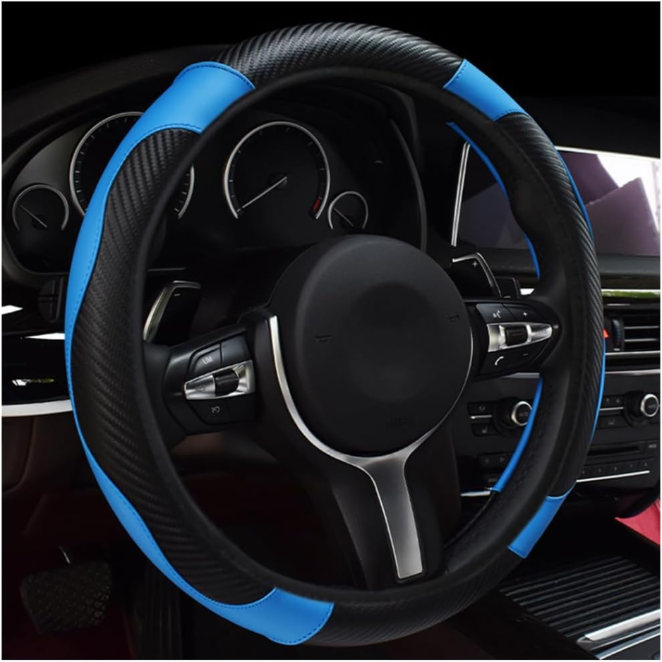 Car Steering Wheel Cover, 15 Inch Leather Breathable Auto Steering Wheel Protector…