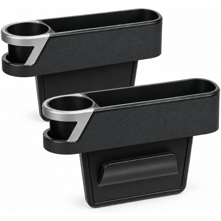 2 Pack Car Seat Gap Organizer With Cup Holder, PU Leather Car Storage Box, Fill Gap Stop…