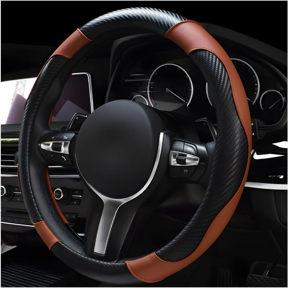 Car Steering Wheel Cover, 15 Inch Leather Breathable Auto Steering Wheel Protector…