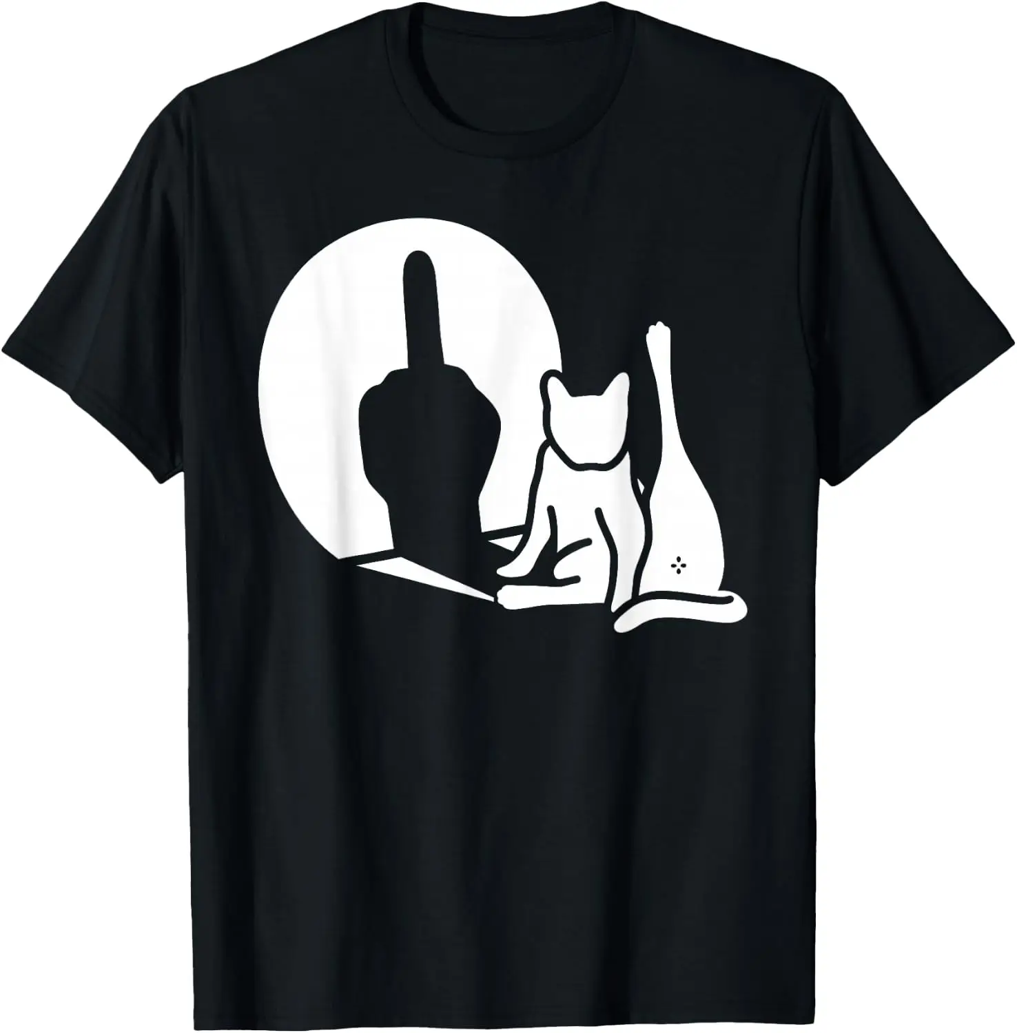 Cat Shadow Funny Middle Finger Gesture T-Shirt Men T Shirt vintage Cat Pattern Graphic…