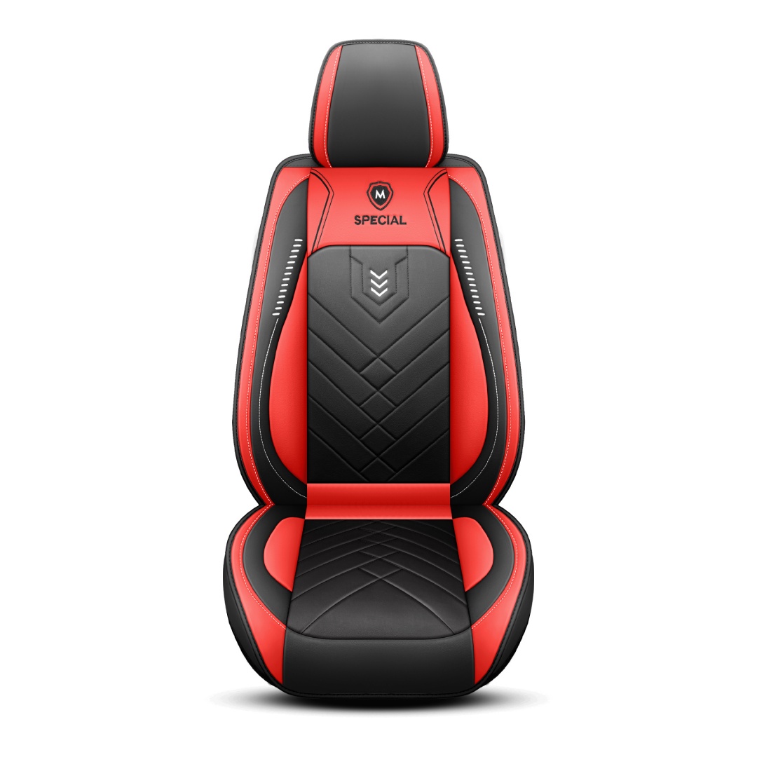 Sport Rocket Design Racing Car Seat Covers Red Black PU Leather Full 5-Seat Set…