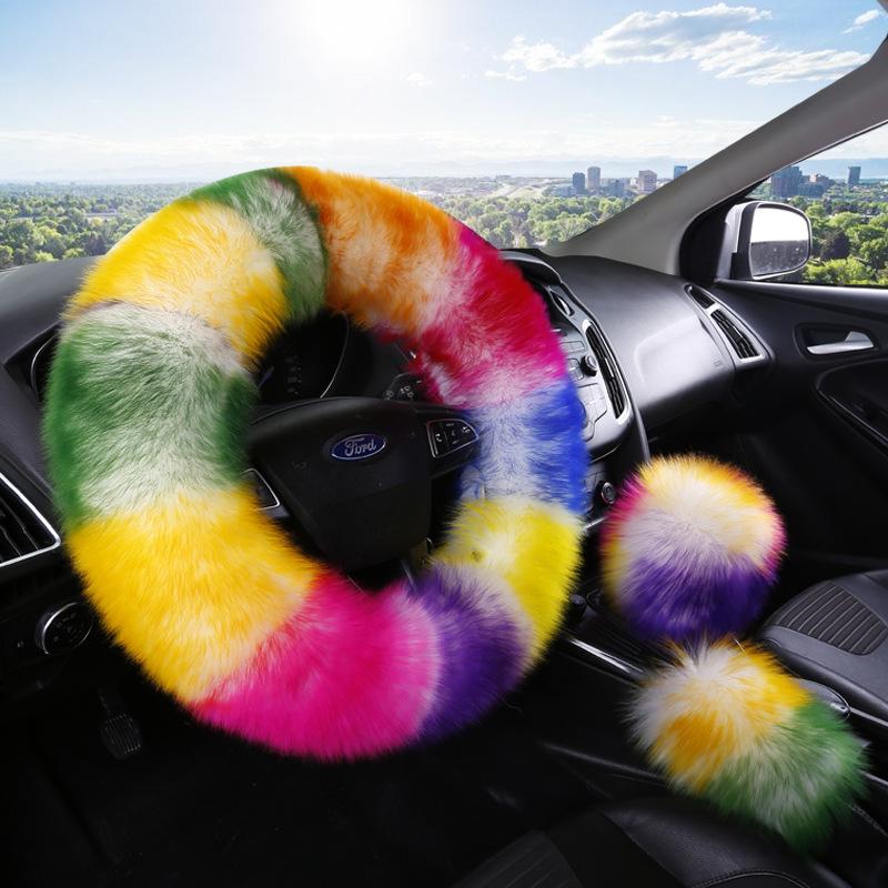 Colorful Plush Car Steering Wheel Cover