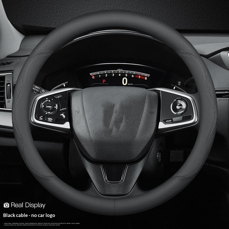 Cowhide Steering Wheel Cover Sporty Style