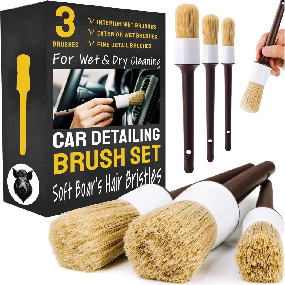 Car Detailing Brush Set 3 Units, Interior Cleaning Brushes For Dashboard, Vents, Console…