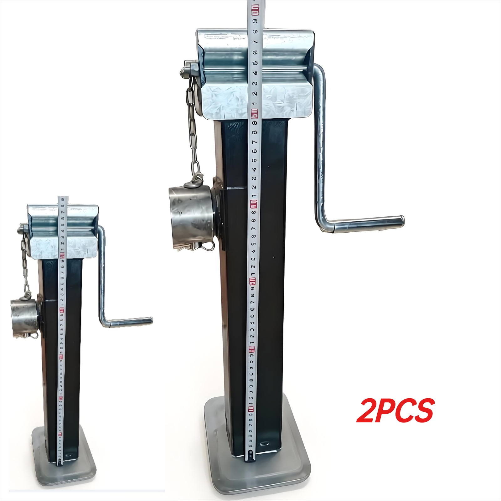 2-Pack Side Winder Trailer Jack In Black 2 Ton Heavy Duty Telescopic Prop Stand