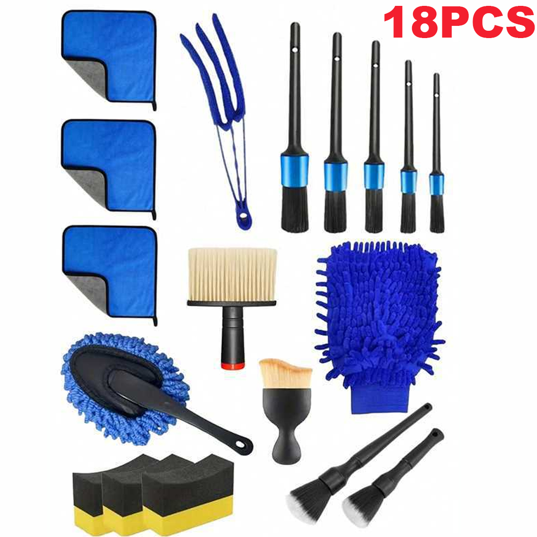 18-Pack Car Cleaning Kit Car Detailing Brush Set Duster Detailing Tools Set