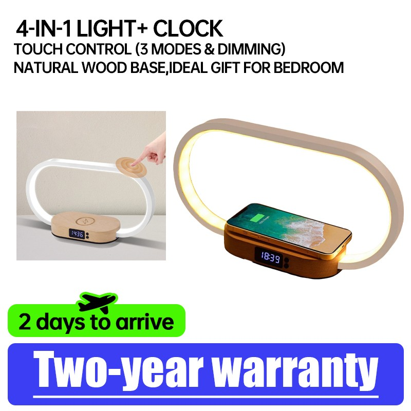 Donewin Bedside Lamp With Wireless Charger,Wooden Table Lamp With Charging Station,Touch…