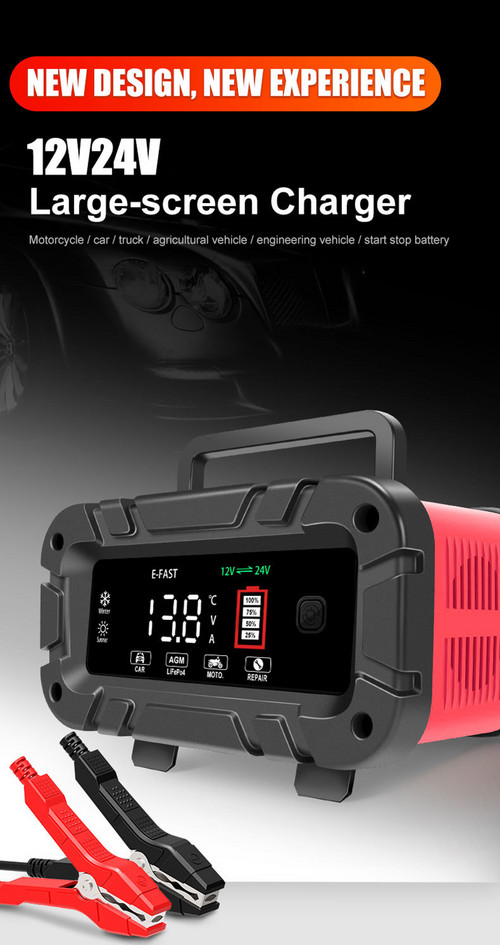 12v&20A 24v&10A Smart Battery Charger Lifepo4 Lead-Acid Agm&Gel Trickle Charger Battery…