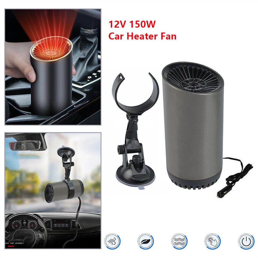 150W 12V Car Truck Universal Demister Heater Fan Warmer Defroster Windscreen