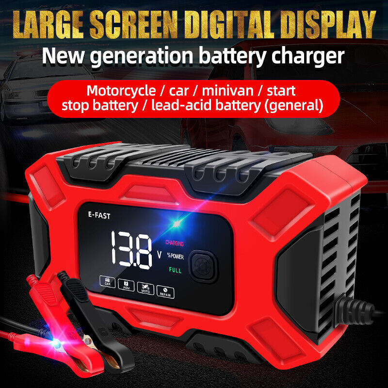 12V 6A Smart Car Battery Charger Intelligent Pulse Repair For Car & Motorcycle Batteries…