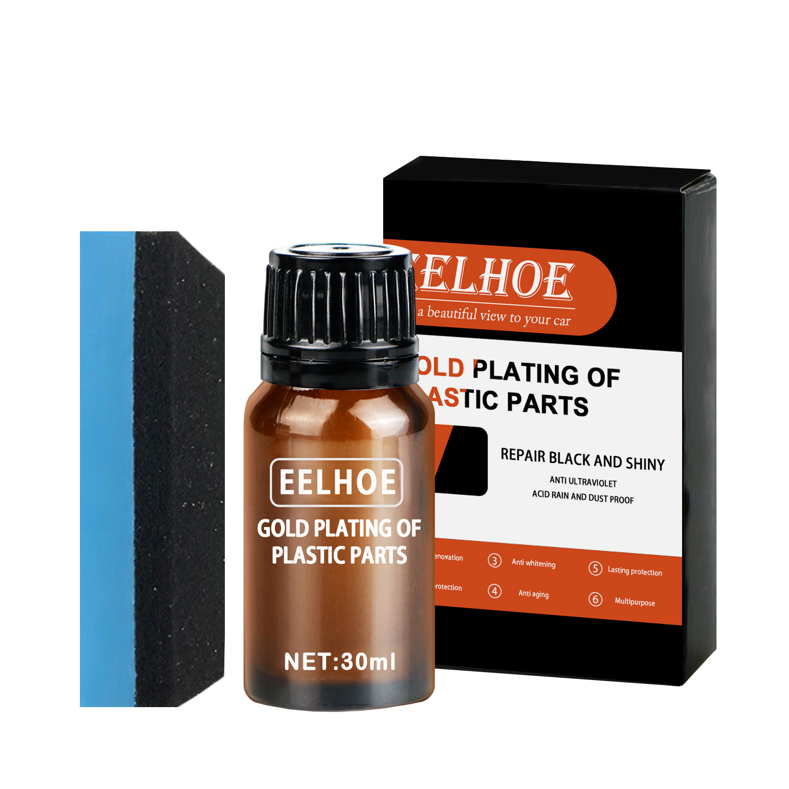 Plastic Crystal Coating Fluid 30ml Kit, Dashboard Interior Restorer