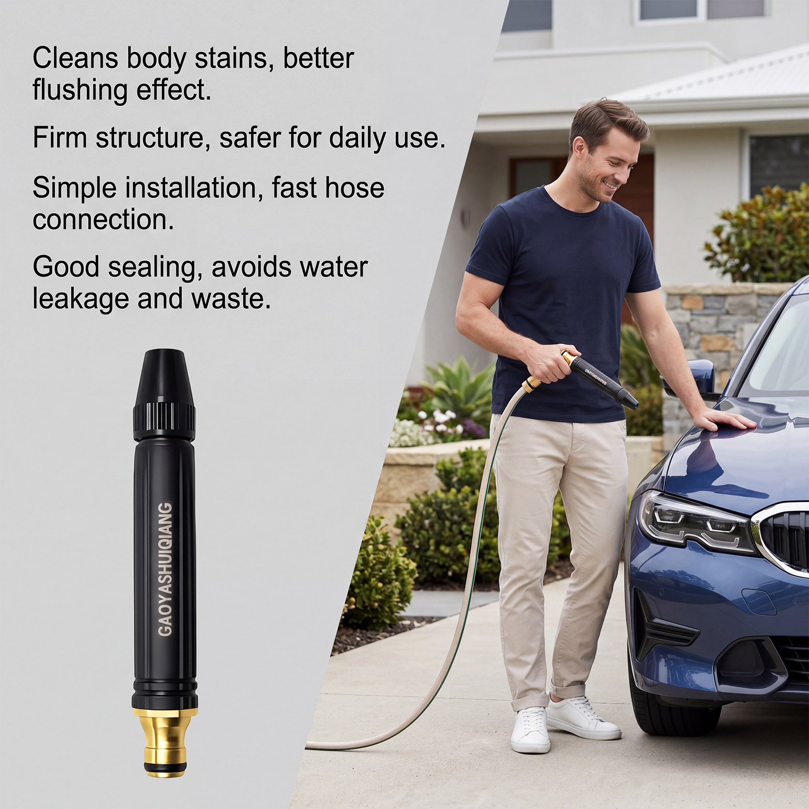 High Pressure Car Wash Spray Gun, Portable Power Washer Wand For Auto Home Cleaning