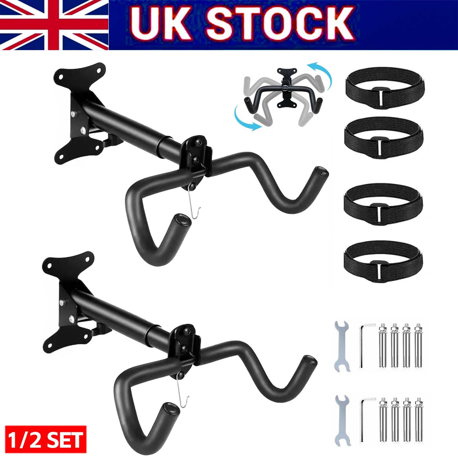2-Pack Bike Storage Hanger Wall Mounted Bicycle Hook Rack Garage Stand Tool