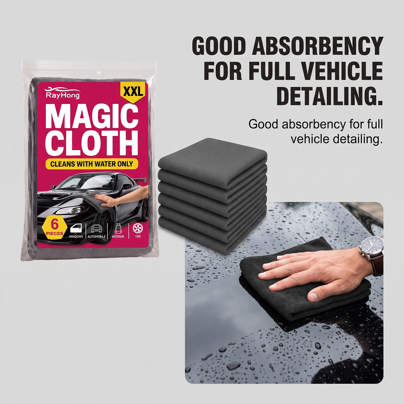 Magic Cloth Efficient Decontamination Water Absorbent Quick Dry Fine Weave No-Scratch Car…