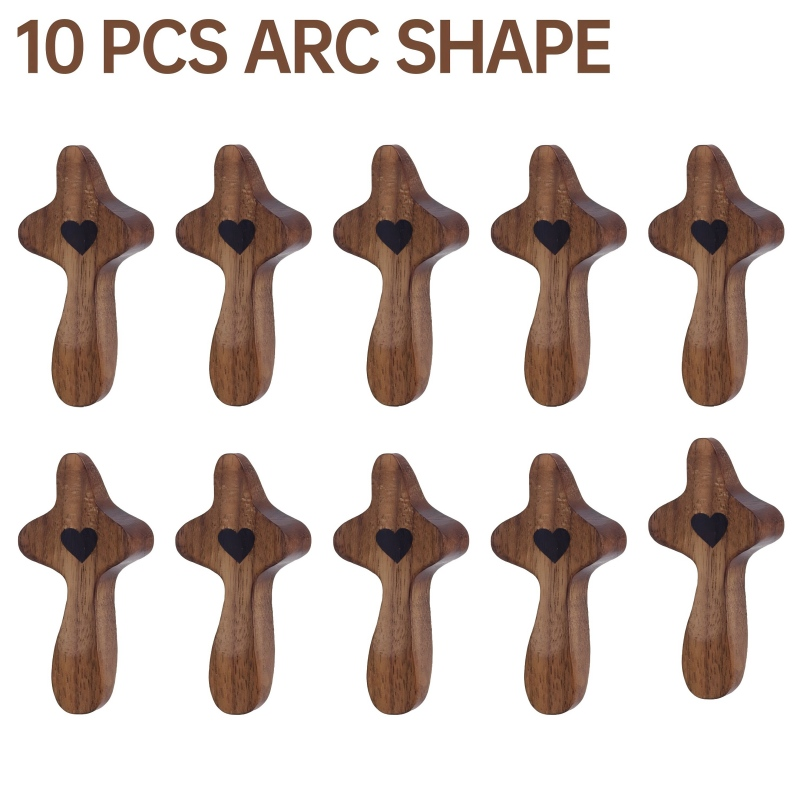 A Set Of 10 Wooden Holy Object Bags, Made Of Black Walnut Wood, Featuring Heart-shaped…