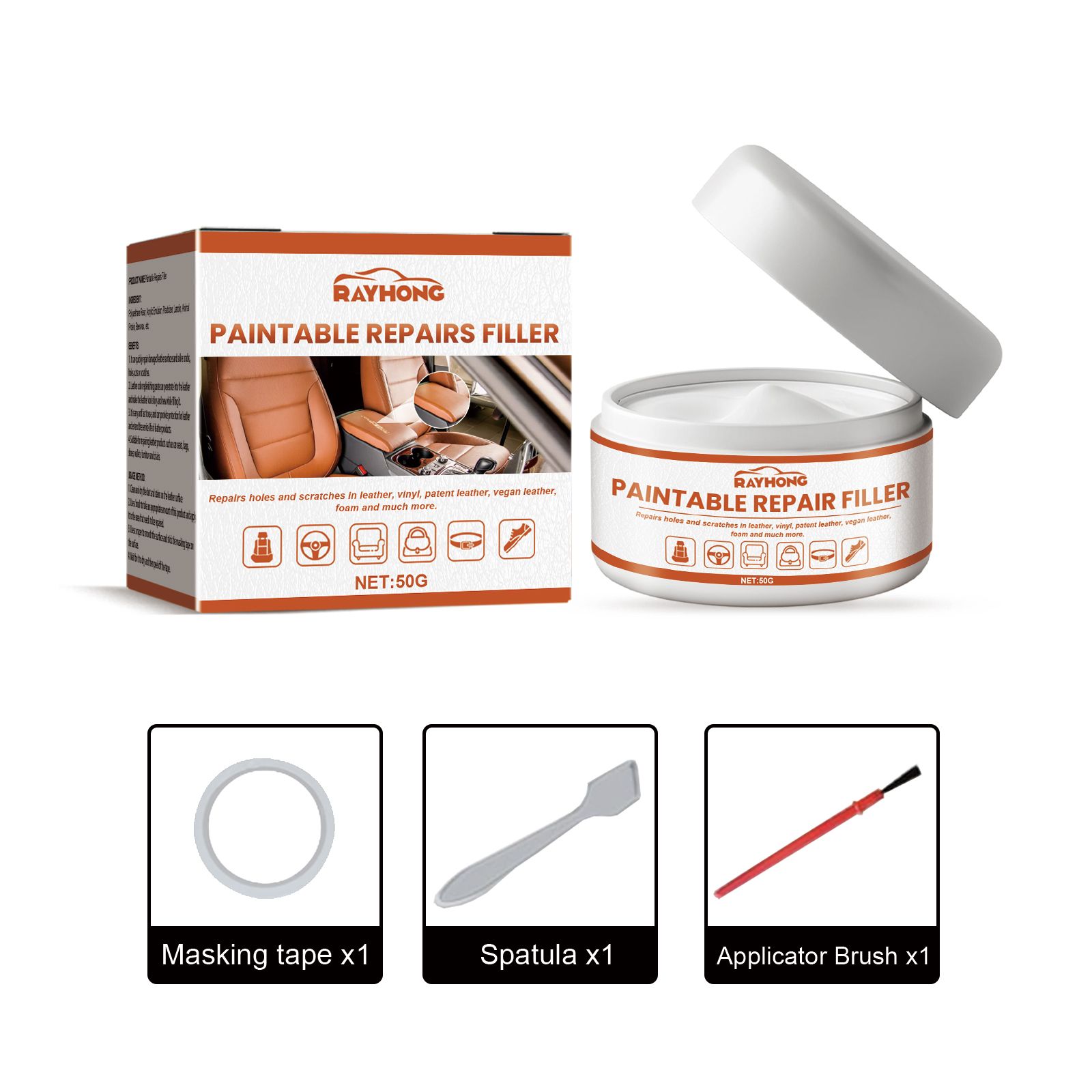 RAYHONG Automotive Leather Filler Paste, 1 Kit