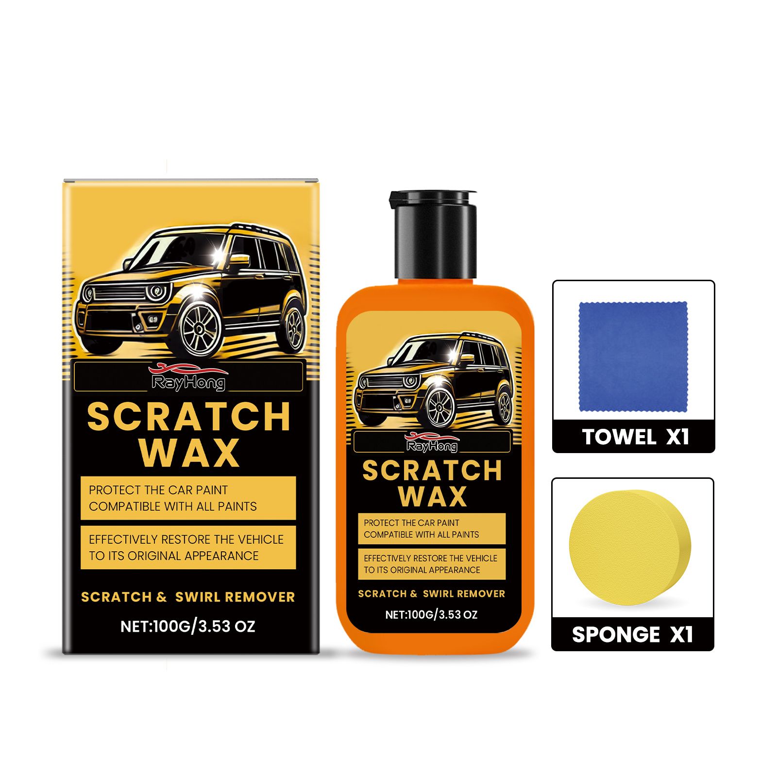 RAYHONG Automotive Paint Scratch Care Paste, 1 Kit