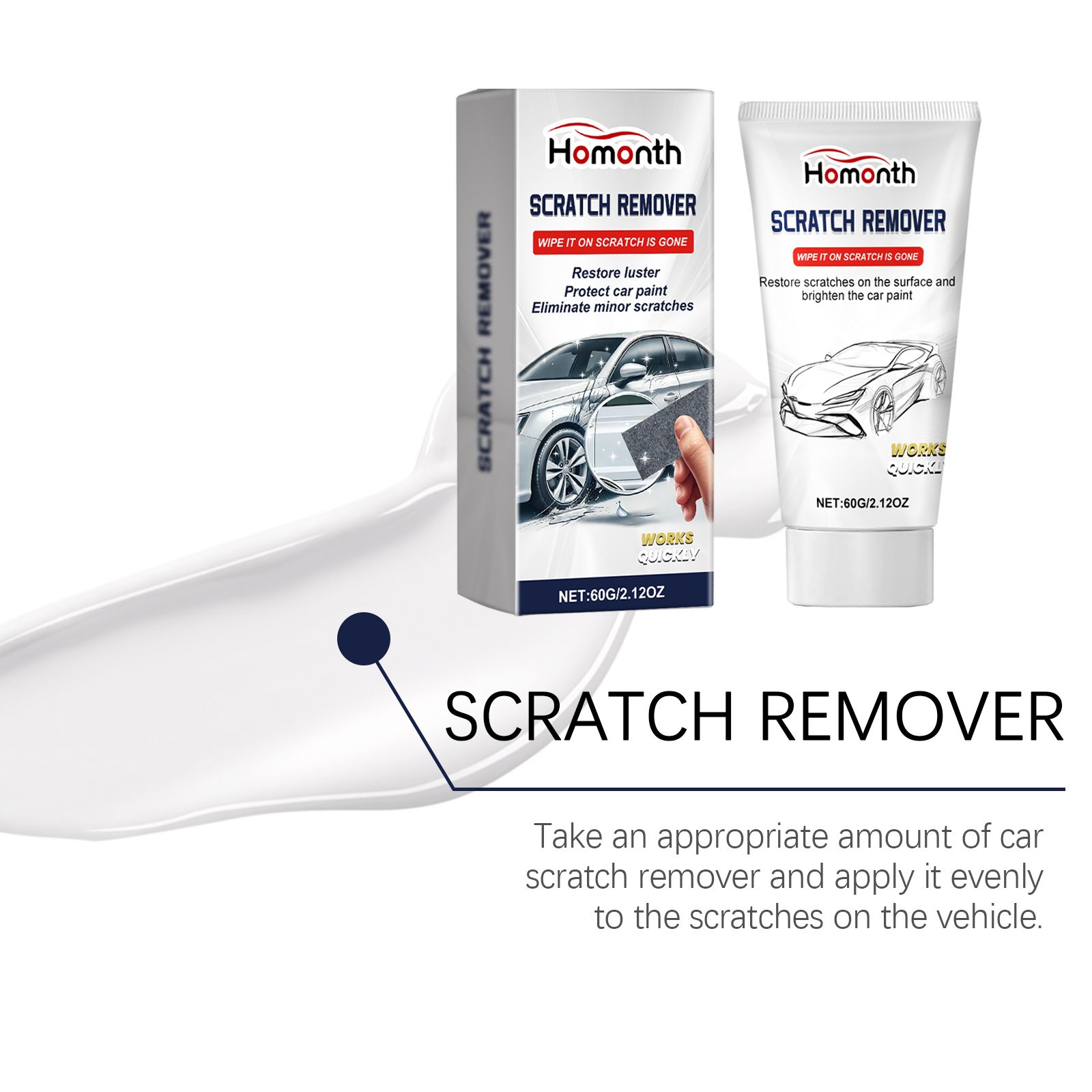 HOMONTH Automotive Paint Scratch Care Cloth Kit, 60 g Kit