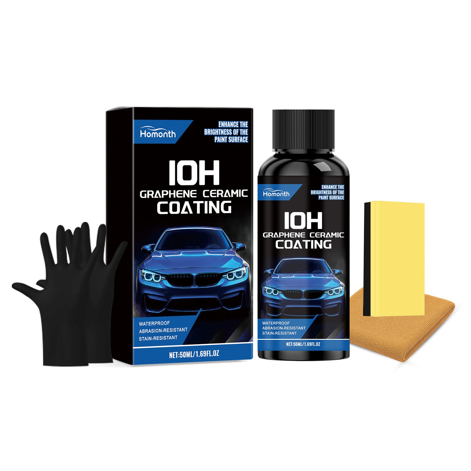 HOMONTH Automotive Ceramic Coating Kit, 50 ml Kit with Applicators