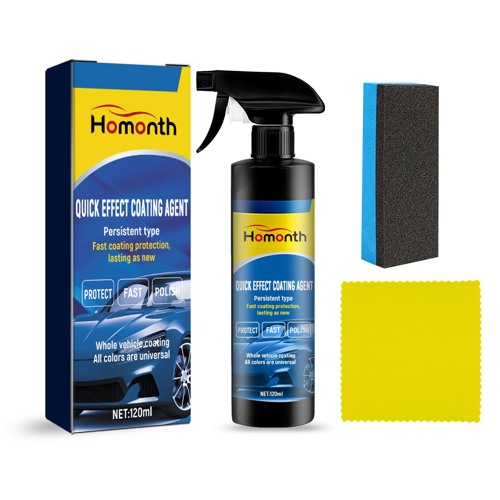 HOMONTH Automotive Coating Kit, 120 ml with Sponge and Cloth
