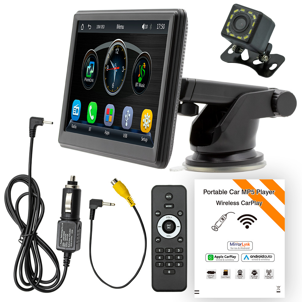 7in Portable Car Radio Player Bluetooth Carplay Android Auto Reverse Camera
