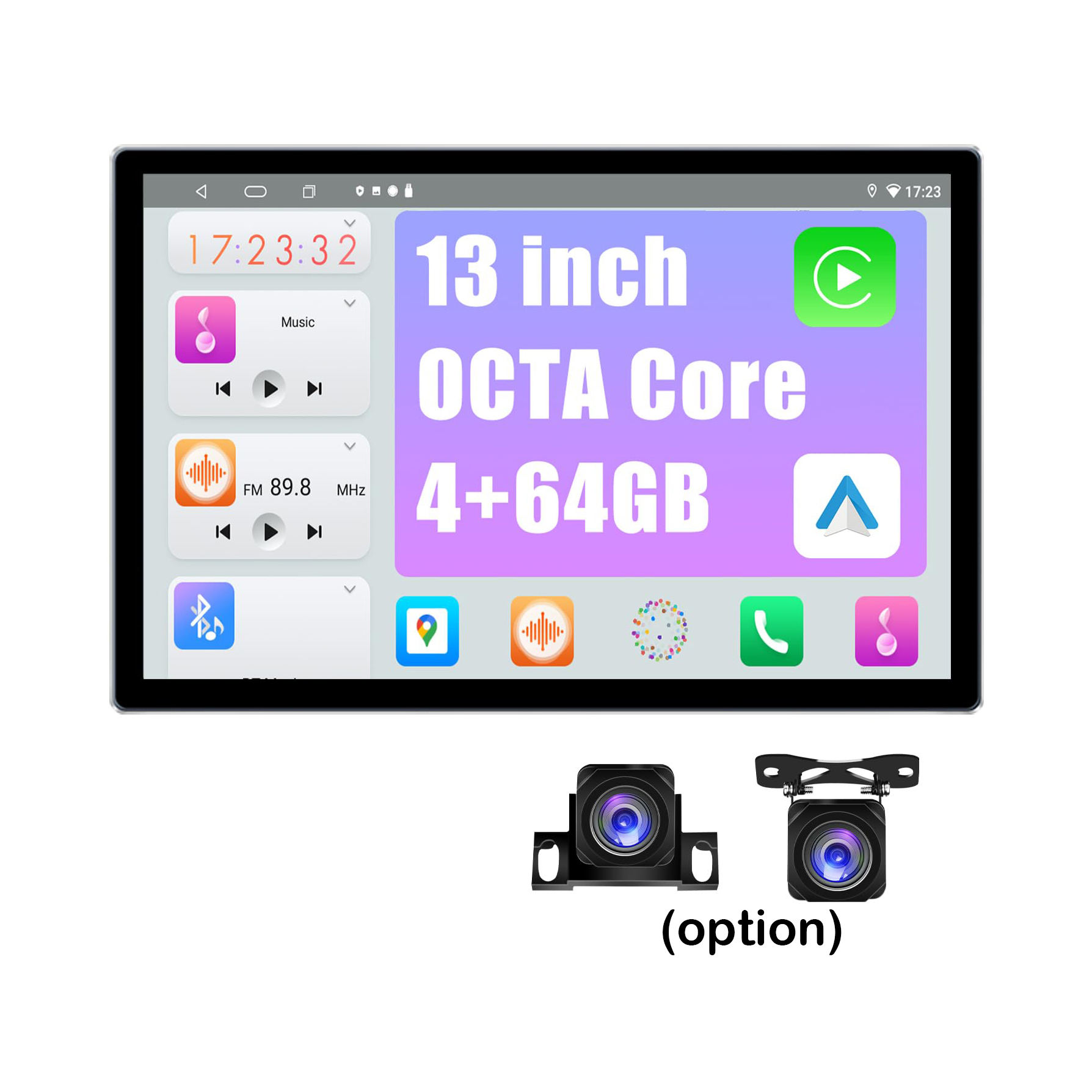 13in Double DIN Car Stereo CarPlay Android Auto SWC RDS DSP