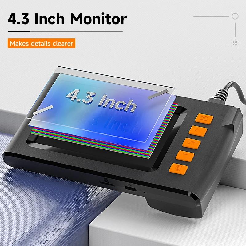 Dual-Lens Endoscope With Light 4.3-inch Screen, 32GB Memory Card, 16.5 Feet